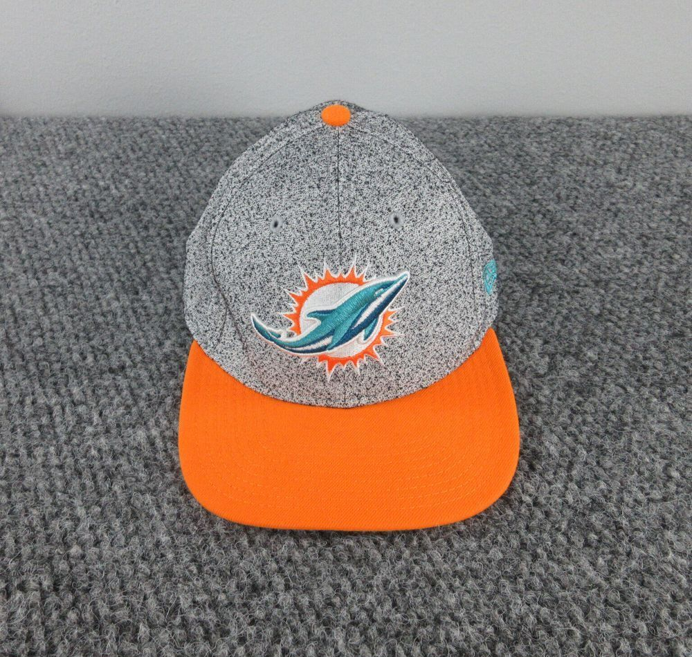 Miami Dolphins Hat Cap Mens Orange Black White Embroidered Snap Back